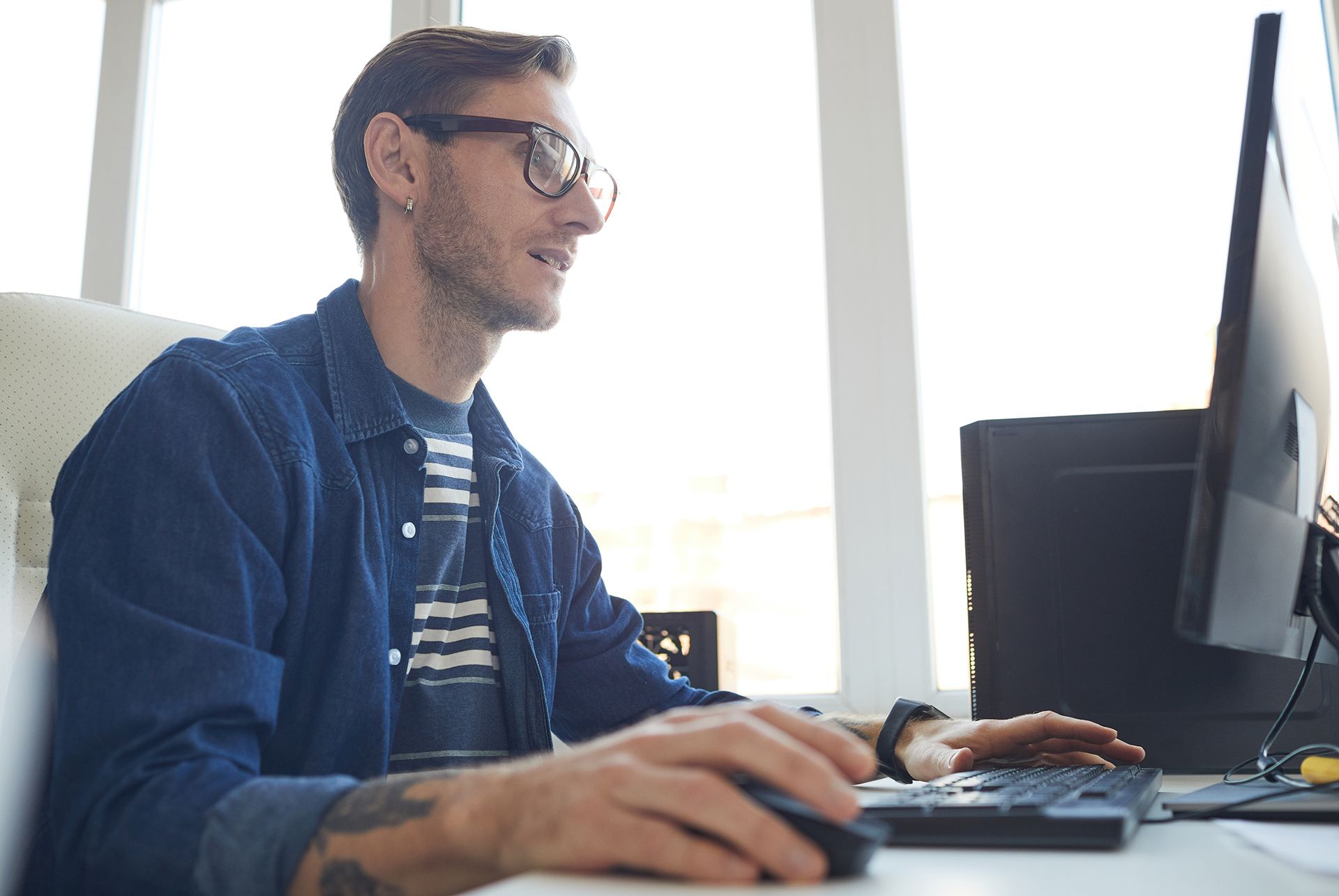 Game developer working on game